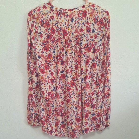 Lucky Brand Floral Pullover V Neck Long Sleeve Women's Blouse Size M - Picture 2 of 4